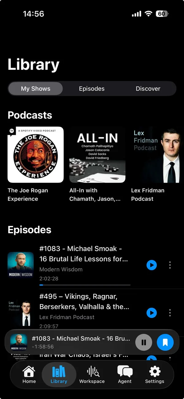Library: discover podcasts